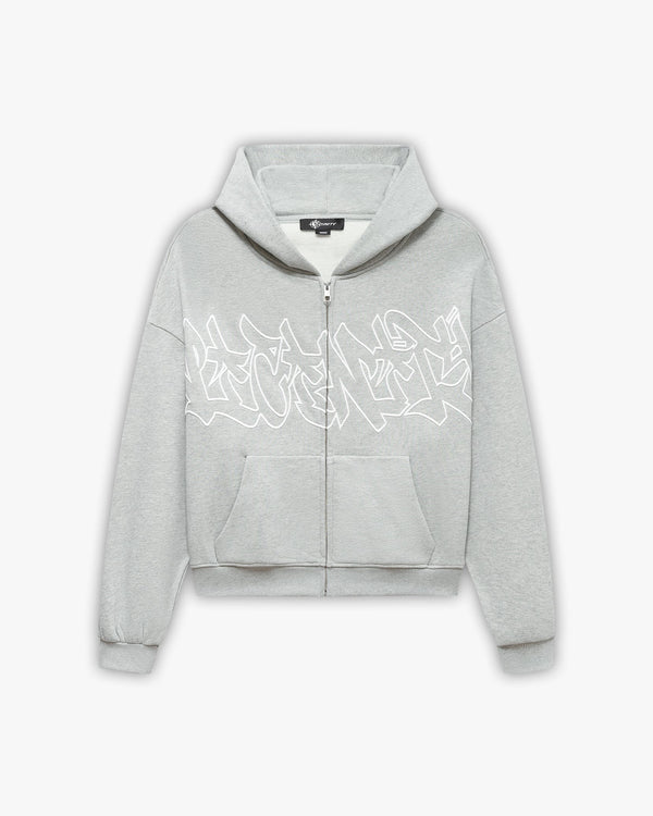 GRAFFITI ZIP-HOODIE GREY MELANGE
