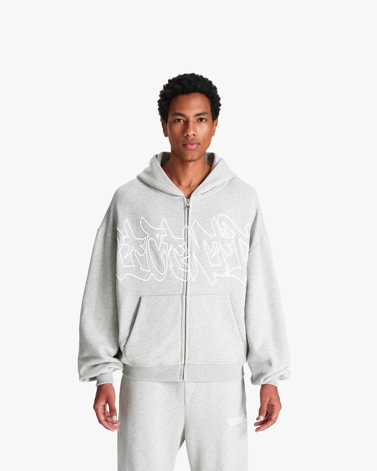 GRAFFITI ZIP-HOODIE GREY MELANGE