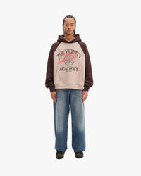 BICOLOR PUBLIC INSTITUTE HOODIE BROWN/CREAM