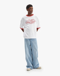 SIGNATURE TEE WHITE/RED