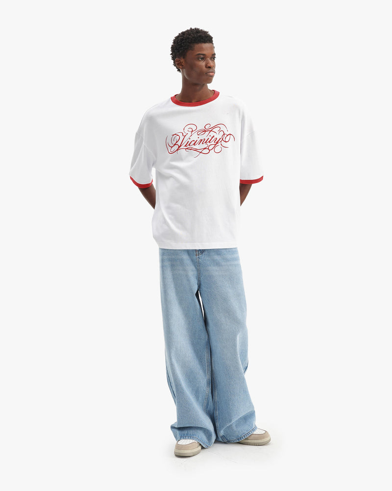SIGNATURE TEE WHITE/RED