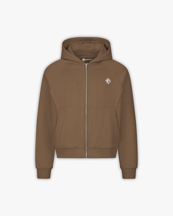 INSIDE OUT ZIP HOODIE CHOCOLATE BROWN