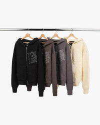 V-LOGO KNIT ZIP HOODIE BLACK