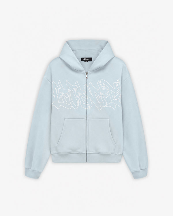 GRAFFITI ZIP-HOODIE SKY BLUE