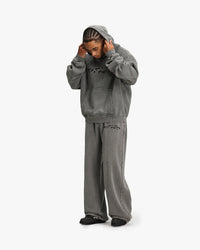 ACID WASHED HOODIE LIGHT GREY