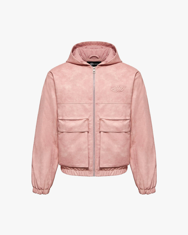 SCRIPT LOGO LEATHER JACKET VINTAGE PINK