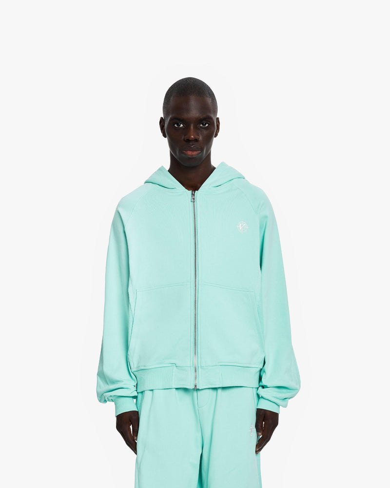 INSIDE OUT ZIP HOODIE TURQUOISE