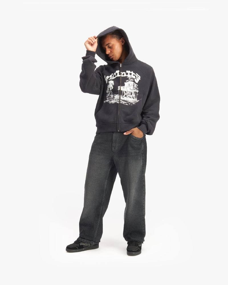 SHOOTING HOUSE ZIP HOODIE DARK GREY