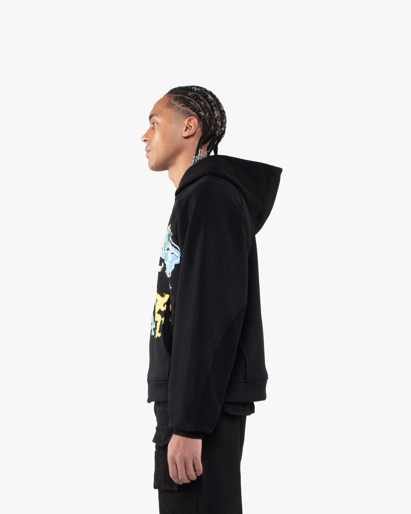 SPORTS TEAM INSIDE OUT ZIP HOODIE BLACK